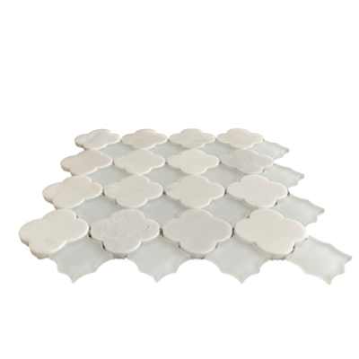 Flower Waterjet Mosaic Arabescato and Frosted Glass All Marble Tiles