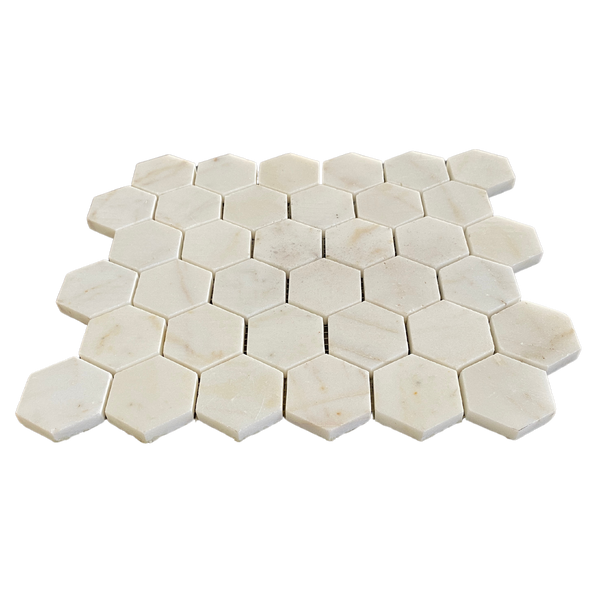 Calacatta Sugar Polished 2" Hexagon Mosaic Tile for Shower Floor | Shower Wall | Kitchen Backsplash | Floor Tile | Wall Tile | Kitchen Floor All Marble Tiles