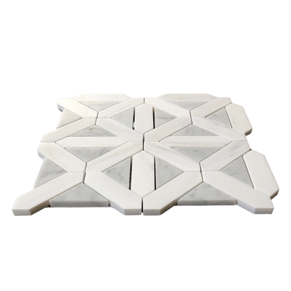 Cross Waterjet Mosaic With Dolomite & Carrara All Marble Tiles