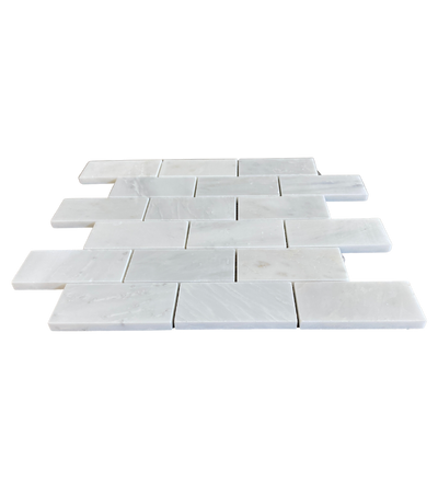 Arabescato Carrara Polished Marble 2x4 Brick Mosaic All Marble Tiles