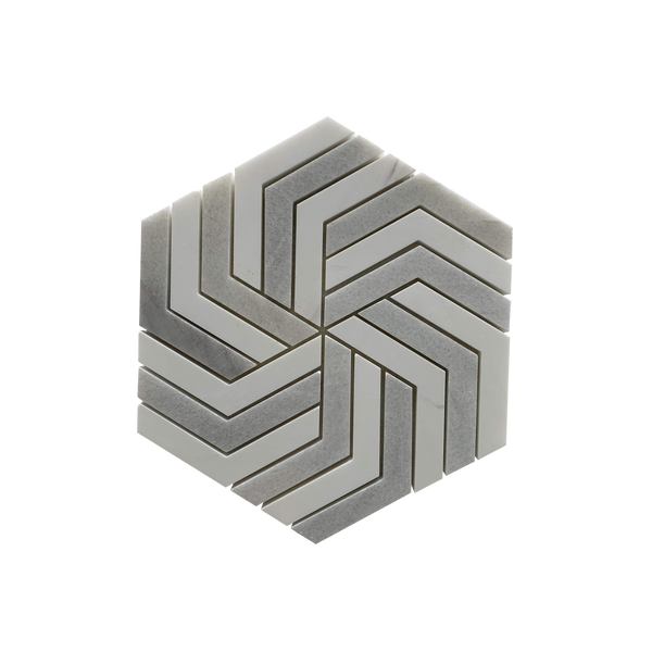 Melia Waterjet Mosaic Dolomite and Solto White All Marble Tiles