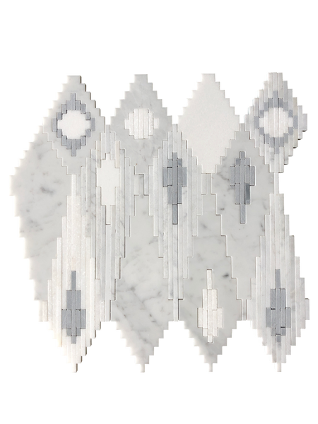 Santa Fe Waterjet Mosaic Carrara and Thassos Mixed All Marble Tiles