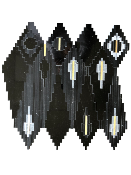 Santa Fe Waterjet Mosaic Nero Marquina and Brass Mixed All Marble Tiles