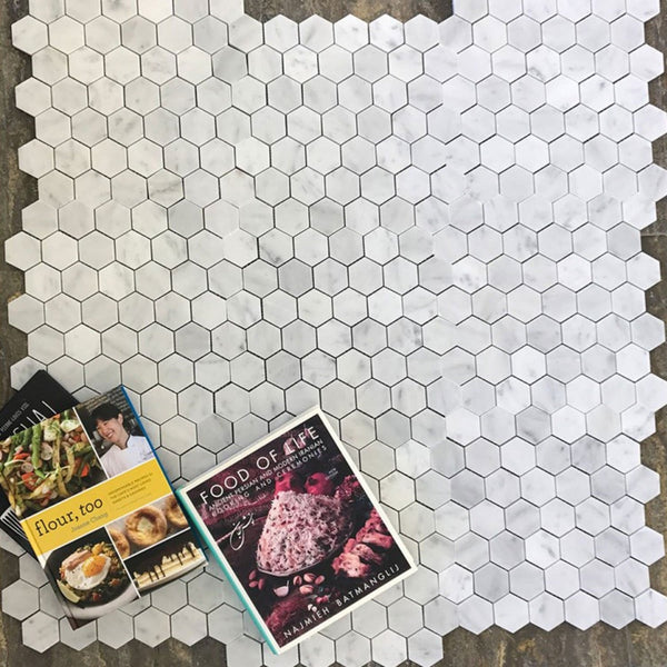 Bianco Carrara 2" Marble Hexagon Mosaic Polished All Marble Tiles