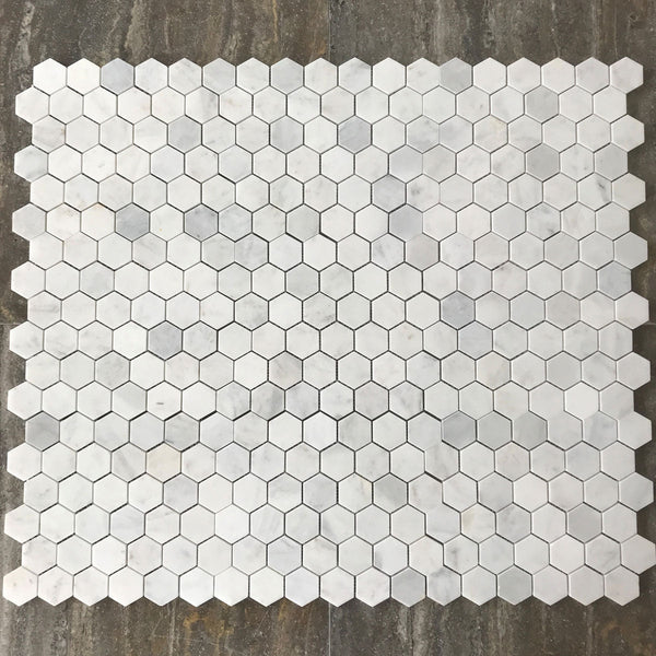 Imperial Carrara Hexagon 2" Polished Mosaic All Marble Tiles