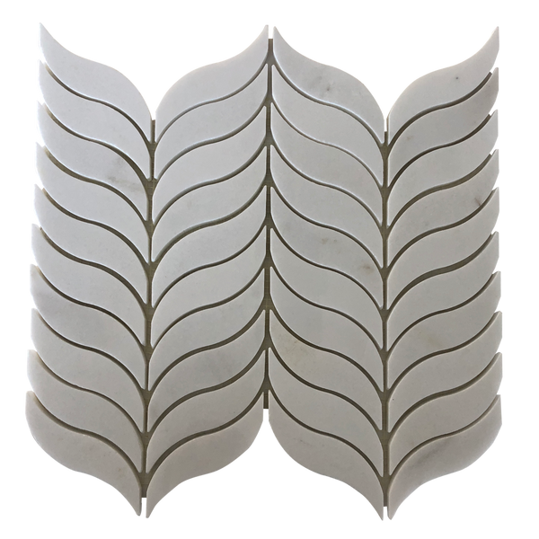 Feather Thassos Polished Waterjet Mosaic All Marble Tiles
