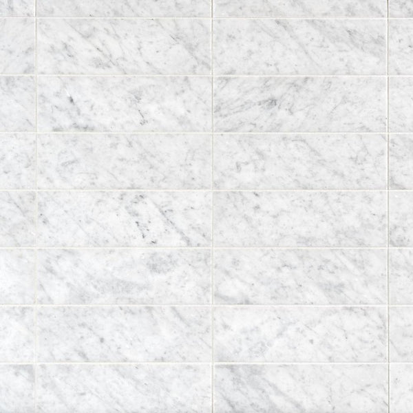 Bianco Carrara 4x12 Polished Marble Tiles $12.50/SF All Marble Tiles