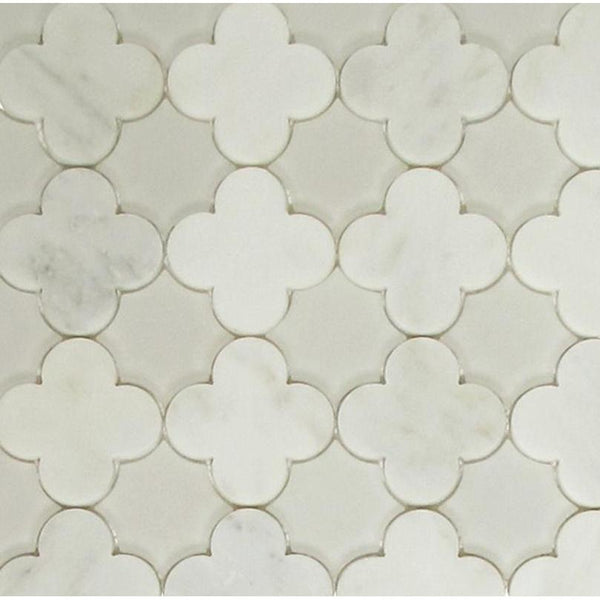 Flower Waterjet Mosaic Arabescato and Silver Glass All Marble Tiles