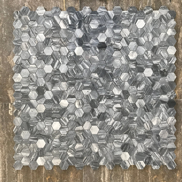 Bardiglio Hexagon 2" Polished Mosaic All Marble Tiles