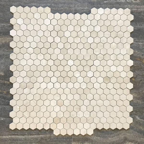Crema Marfil Hexagon 2" Polished Mosaic All Marble Tiles