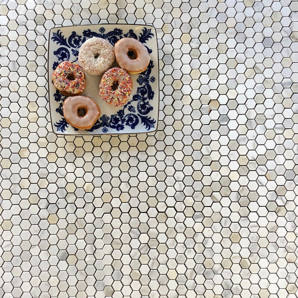 Calacatta Marble Mosaic Polished Hexagon 1" All Marble Tiles