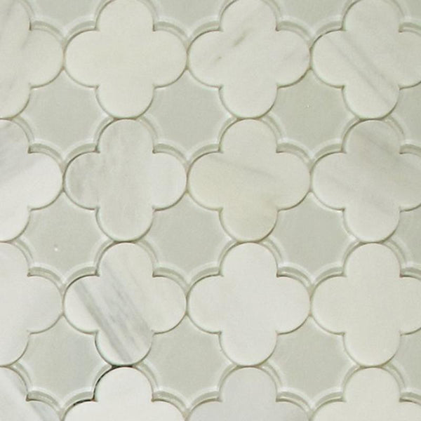 Flower Waterjet Mosaic Arabescato and Silver Glass All Marble Tiles