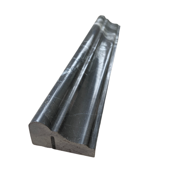 Graphite Marble Polished Crown Ogee Trim 2x12| Black Trim Piece| Graphite Marble Molding| Ogee Marble Trim Tile| Wall Trim Tile| Black and White Marble Molding All Marble Tiles