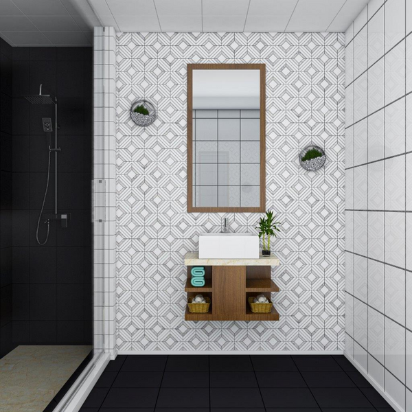 Lente Waterjet Mosaic Dolomite and Carrara All Marble Tiles