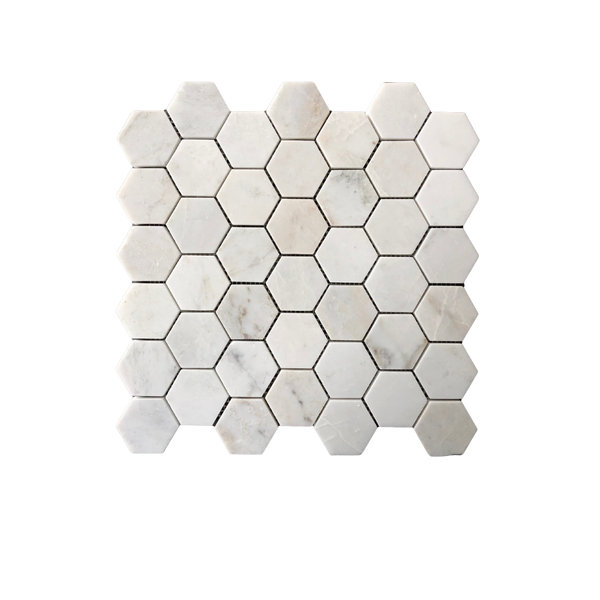 Carrara Pearl Marble Mosaic Polished Hexagon 2" All Marble Tiles