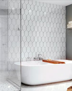 shower marble and porcelain mosaic tiles