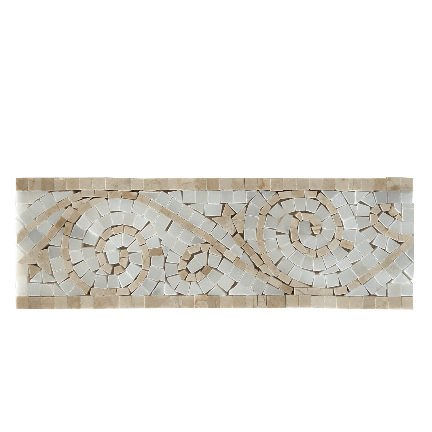 Art Border Polished Crema Marfil and Pure White Marble All Marble Tiles