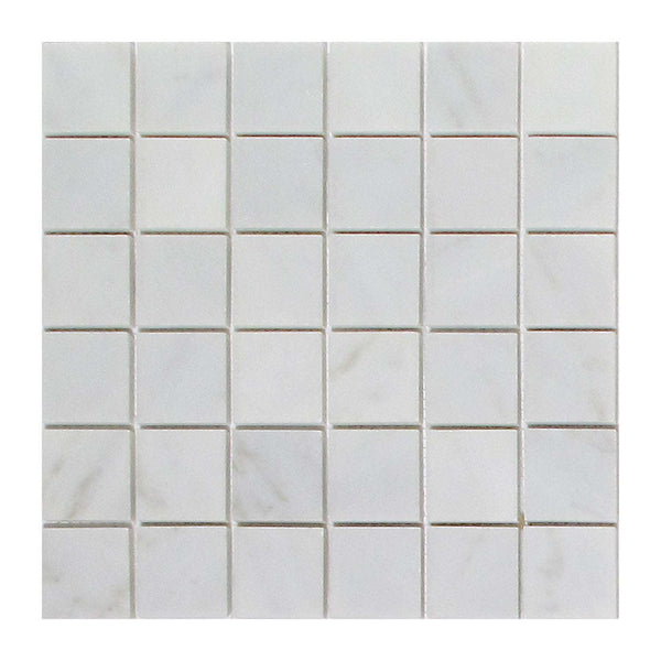 Arabescato Carrara Polished Marble Square Mosaic 2X2 All Marble Tiles