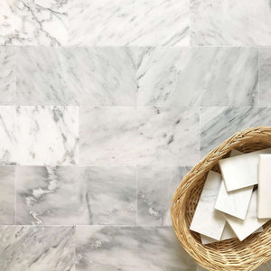 Arabescato Carrara 6x12 Marble Tile $13.99/SF Polished| Large Format Subway Tiles for Kitchen Backsplash | Bathroom Shower & Floor Tile | Accent Wall Subway Tile All Marble Tiles