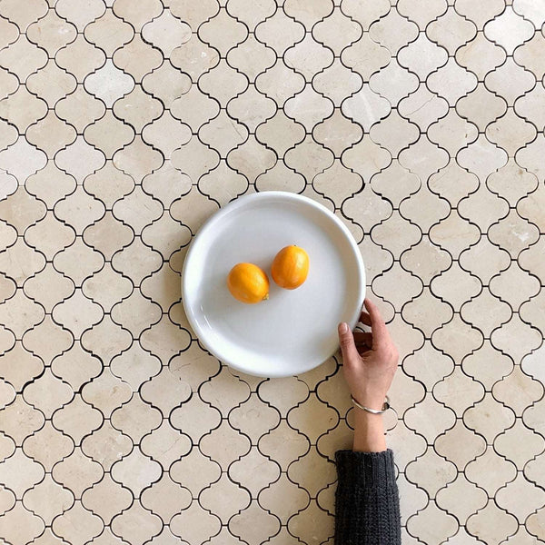 Arabesque Tile Crema Marfil Polished for Kitchen Backsplash| Beige Marble Tile| Bathroom Tile| Floor and Wall Tile| Shower Floor| Fireplace tile All Marble Tiles