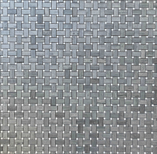 Bluewood Marble Mosaic Honed Basketweave With White Dot 1x2 All Marble Tiles