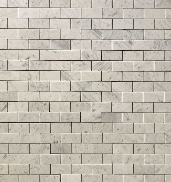 Bianco Carrara 2x4 Polished Marble Brick Mosaic Tile All Marble Tiles