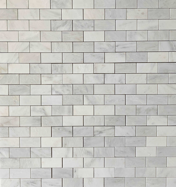 Arabescato Carrara Polished Marble 2x4 Brick Mosaic All Marble Tiles