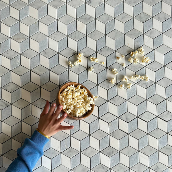 Kitchen tile blue celeste with hand