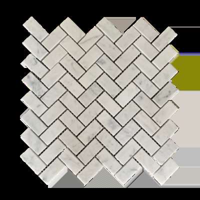 Bianco Carrara 3/4x2 Marble Herringbone Mosaic Tile Polished All Marble Tiles
