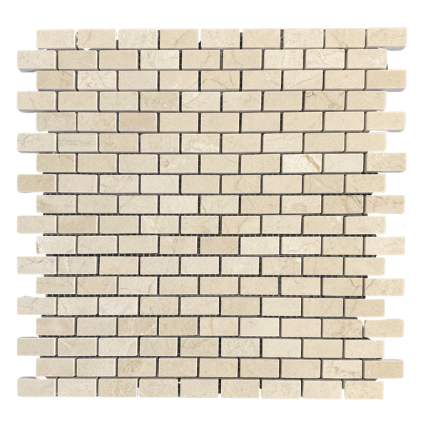 Crema Marfil Marble Mosaic Polished 5/8x1-1/4 Brick Tile for Kitchen Backsplash| Bathroom Floor| Wall and Floor Tile| Cream Marble Tile| Crema Bella Marble| All Marble Tiles