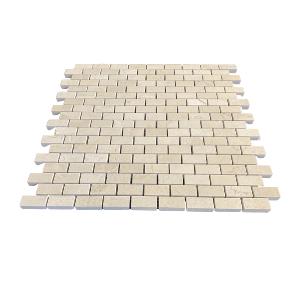 Crema Marfil Marble Mosaic Polished 5/8x1-1/4 Brick Tile for Kitchen Backsplash| Bathroom Floor| Wall and Floor Tile| Cream Marble Tile| Crema Bella Marble| All Marble Tiles