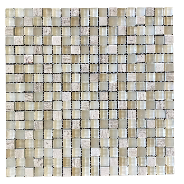 Glass and Stone Mosaic Tile Oyster Grey Marble and Taupe Glass 5/8x5/8 for Backsplash| Bathroom Wall| Shower Wall| Accent Wall| Kitchen Tile| Wall Tile All Marble Tiles