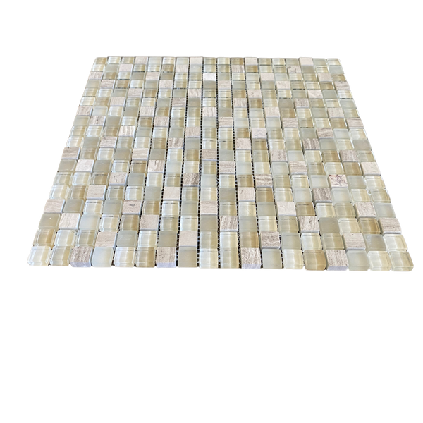 Glass and Stone Mosaic Tile Oyster Grey Marble and Taupe Glass 5/8x5/8 for Backsplash| Bathroom Wall| Shower Wall| Accent Wall| Kitchen Tile| Wall Tile All Marble Tiles