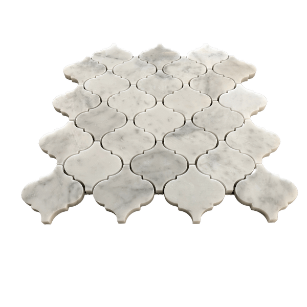 Arabesque Carrara waterjet Polished Mosaic for Bathroom Wall| White Marble Tile| Shower Floor| Kitchen Backsplash| White Marble Mosaic All Marble Tiles