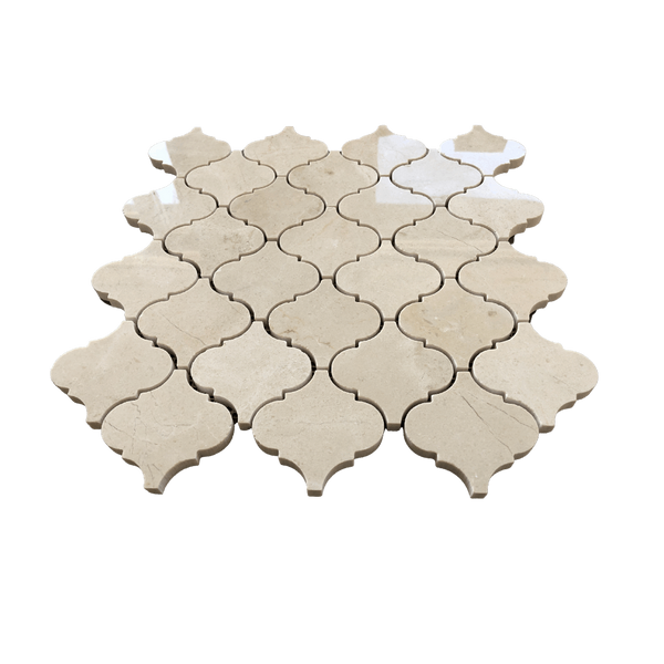 Arabesque Tile Crema Marfil Polished for Kitchen Backsplash| Beige Marble Tile| Bathroom Tile| Floor and Wall Tile| Shower Floor| Fireplace tile All Marble Tiles