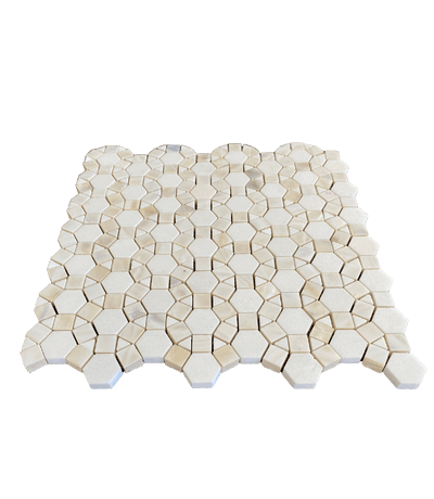 Bloom Thassos Waterjet Mosaic With White Shell All Marble Tiles