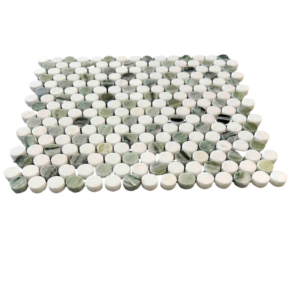 Green Marble Penny Round Mosaic Polished Tile All Marble Tiles