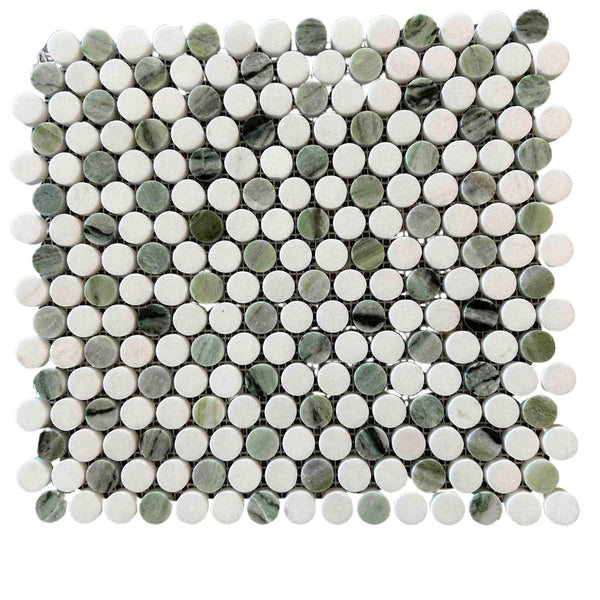 Green Marble Penny Round Mosaic Polished Tile All Marble Tiles