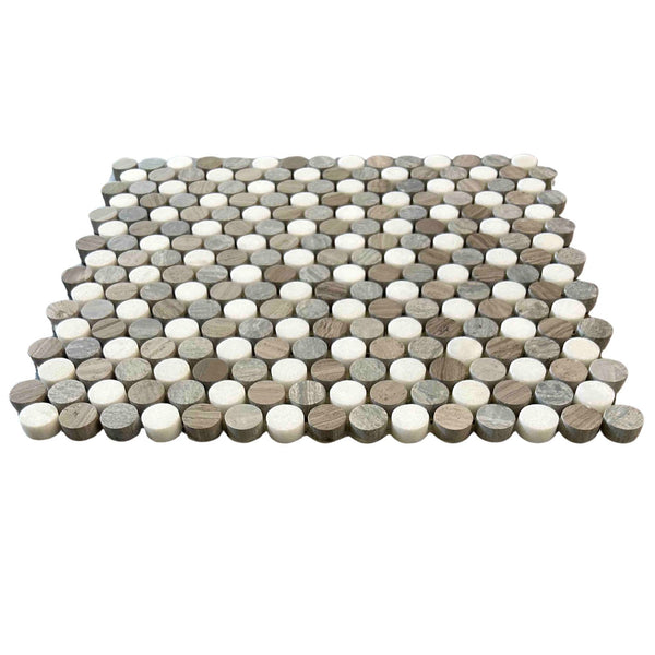 Grey Marble Penny Round Mosaic Polished Tile All Marble Tiles