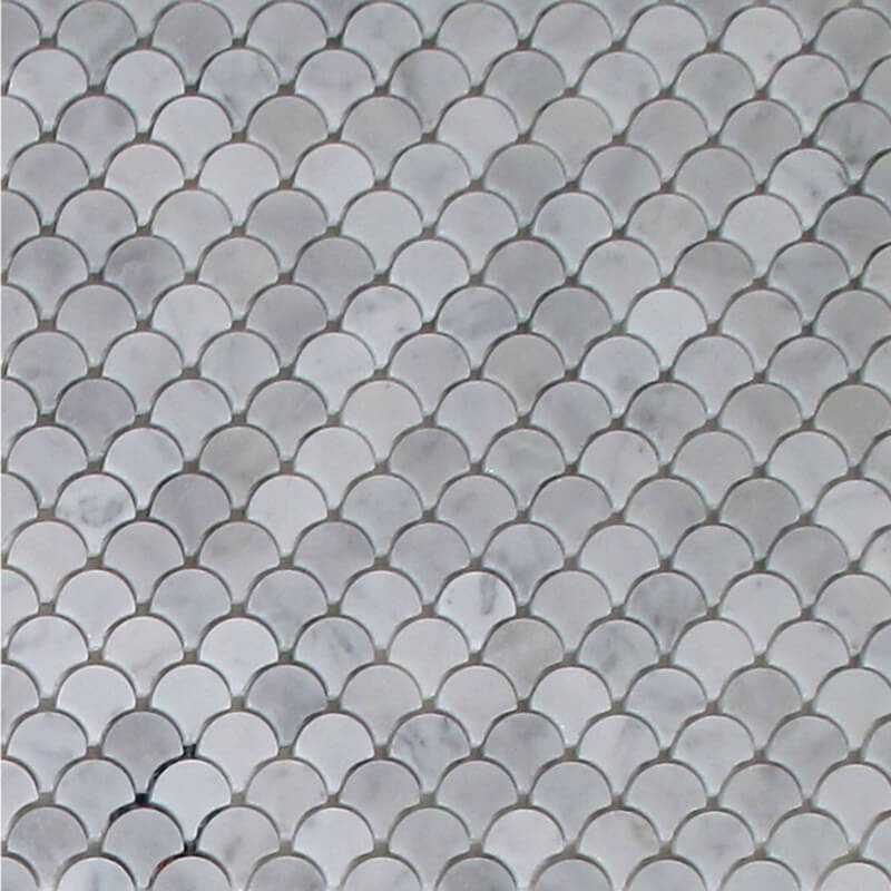 Petite Waterjet Mosaic Carrara All Marble Tiles