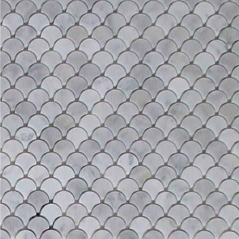 Petite Waterjet Mosaic Carrara All Marble Tiles