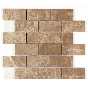 Light Emperador Marble 2x4 Polished Brick Mosaic All Marble Tiles