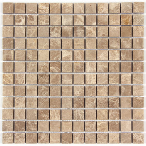 Light Emperador Marble 1x1 Polished Square Mosaic All Marble Tiles