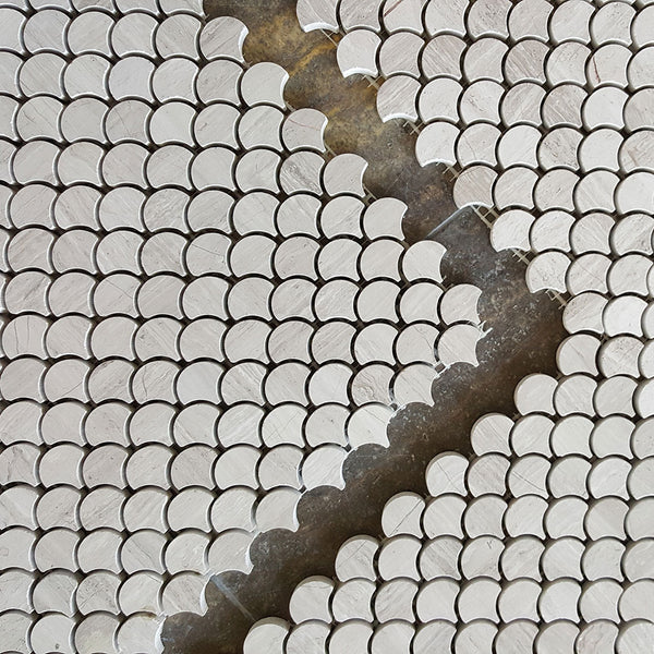 Petite Waterjet Mosaic Oyster Gray All Marble Tiles
