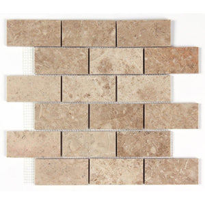Cappuccino Polished Marble 2x4 Brick Mosaic Tile All Marble Tiles