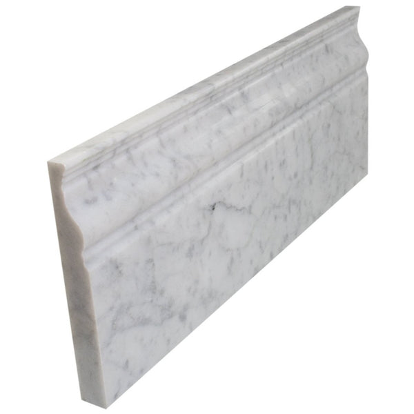 Bianco Carrara Honed Marble 5x12 Base Moulding All Marble Tiles