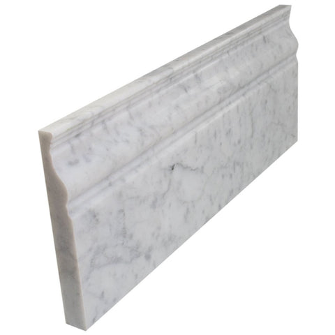 Bianco Carrara Polished Marble 5x12 Base Moulding All Marble Tiles