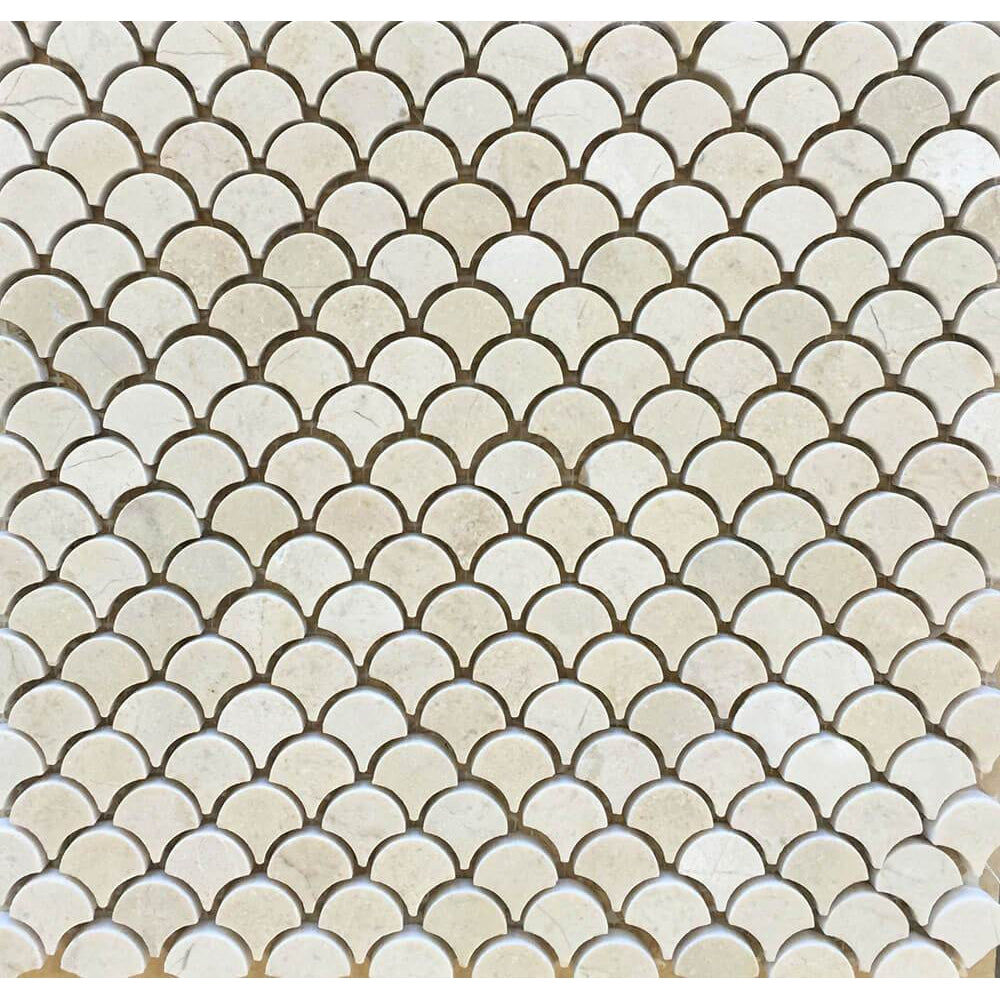 Petite Waterjet Mosaic Crema Marfil Polished All Marble Tiles