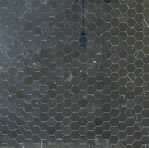 Nero Marquina Marble Mosaic Polished Hexagon 2" All Marble Tiles