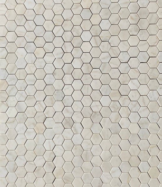 Calacatta Sugar Polished 2" Hexagon Mosaic Tile for Shower Floor | Shower Wall | Kitchen Backsplash | Floor Tile | Wall Tile | Kitchen Floor All Marble Tiles